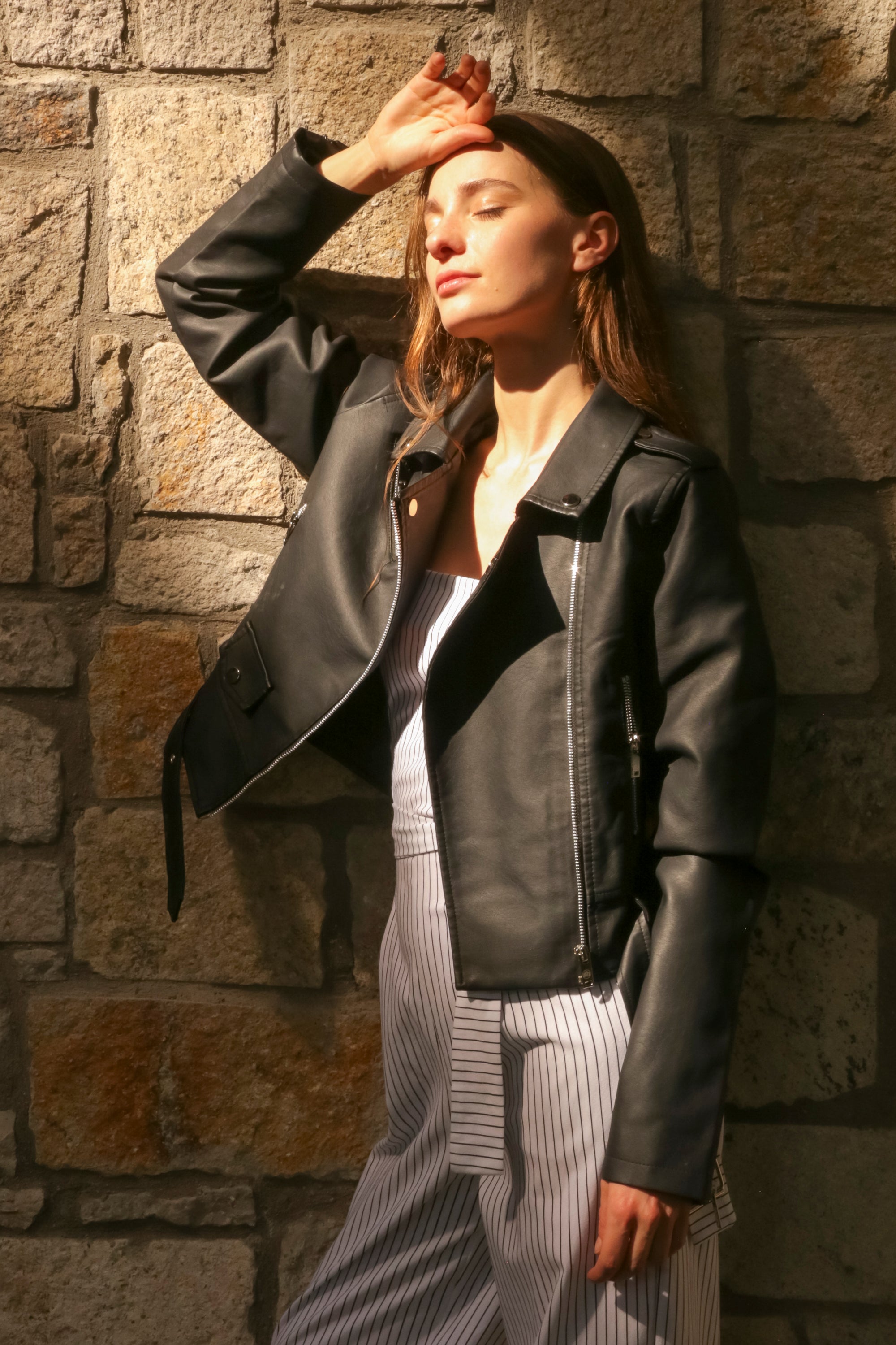 Blouson de motard avec fermeture éclair