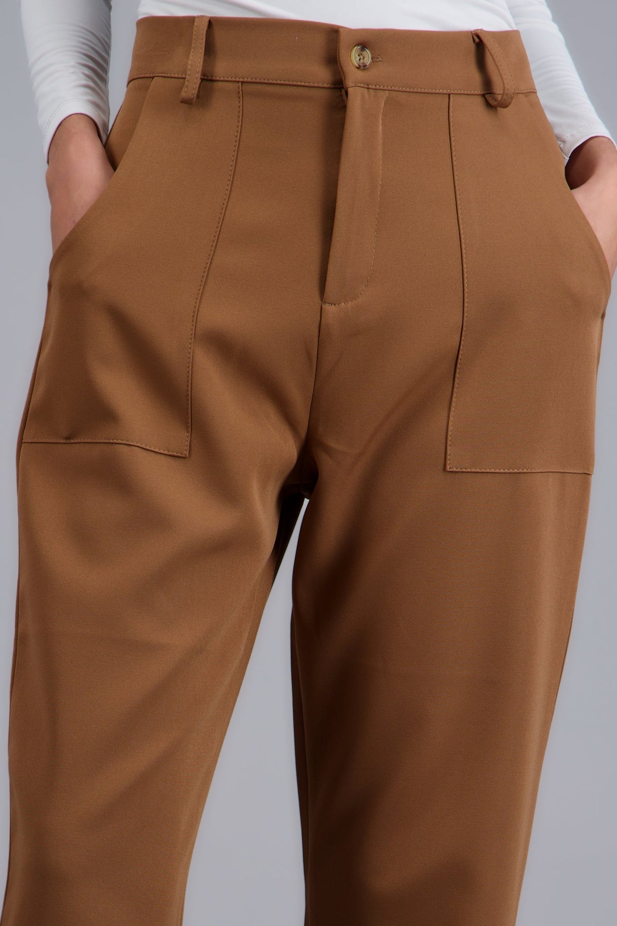 Pantalones Capri de Tiro Alto con Bolsillos