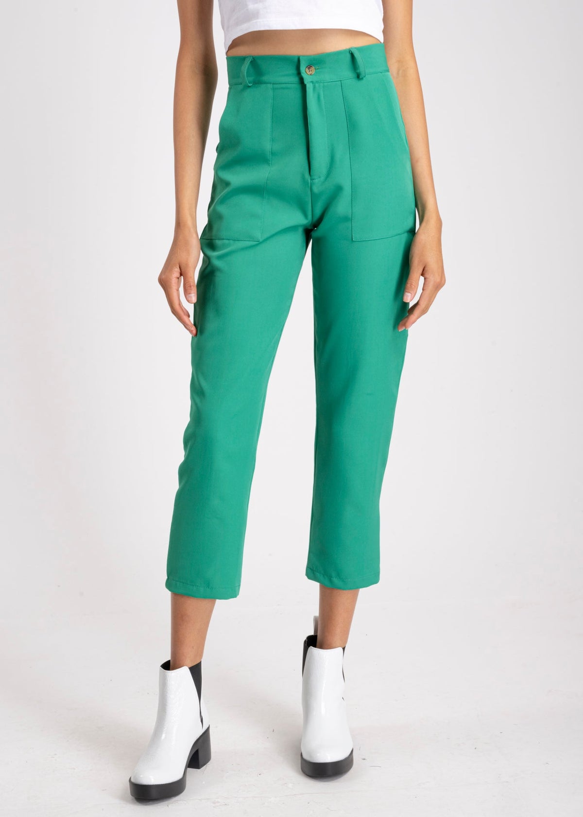 High Waist Capris with Pockets
