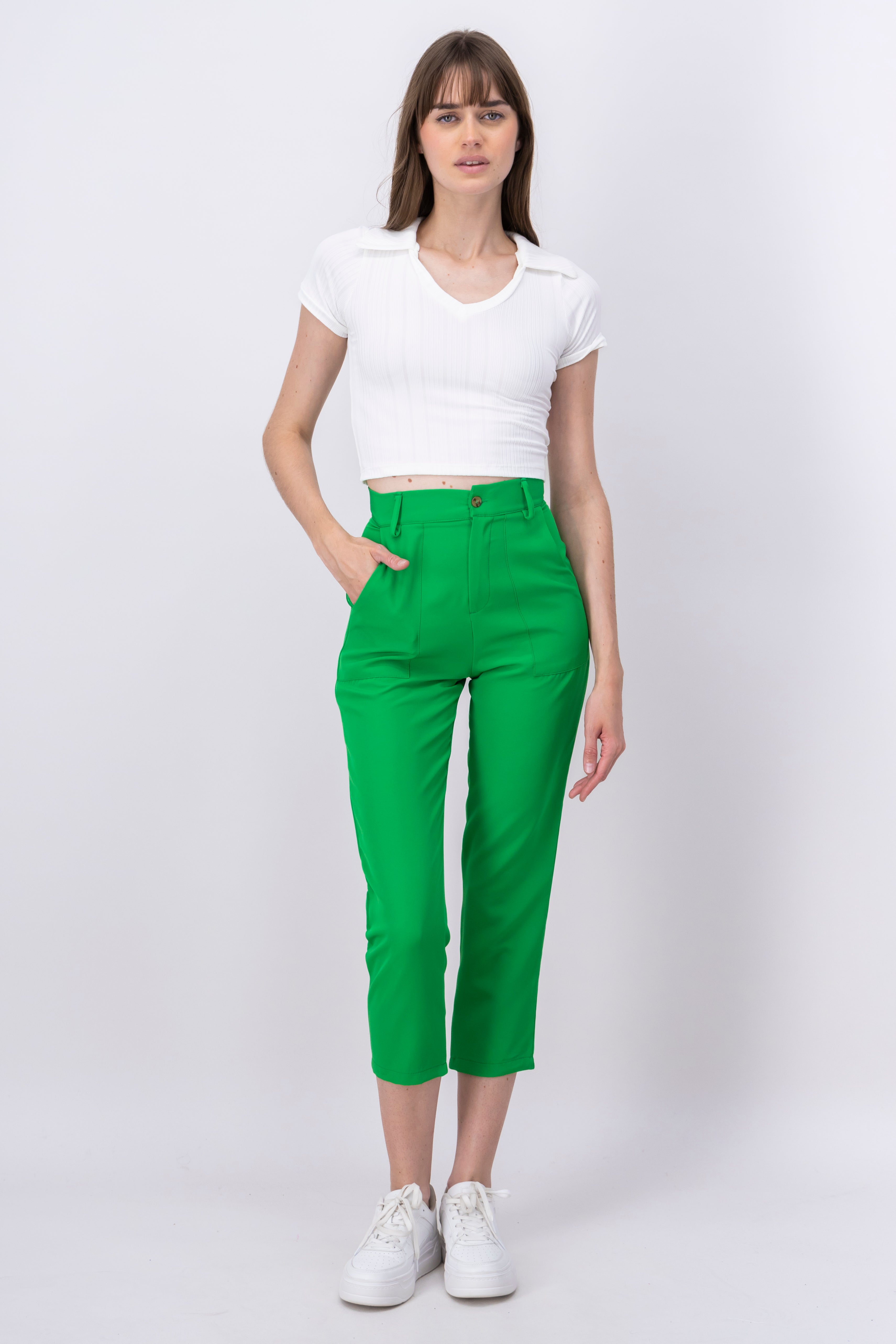 High Waist Capris with Pockets
