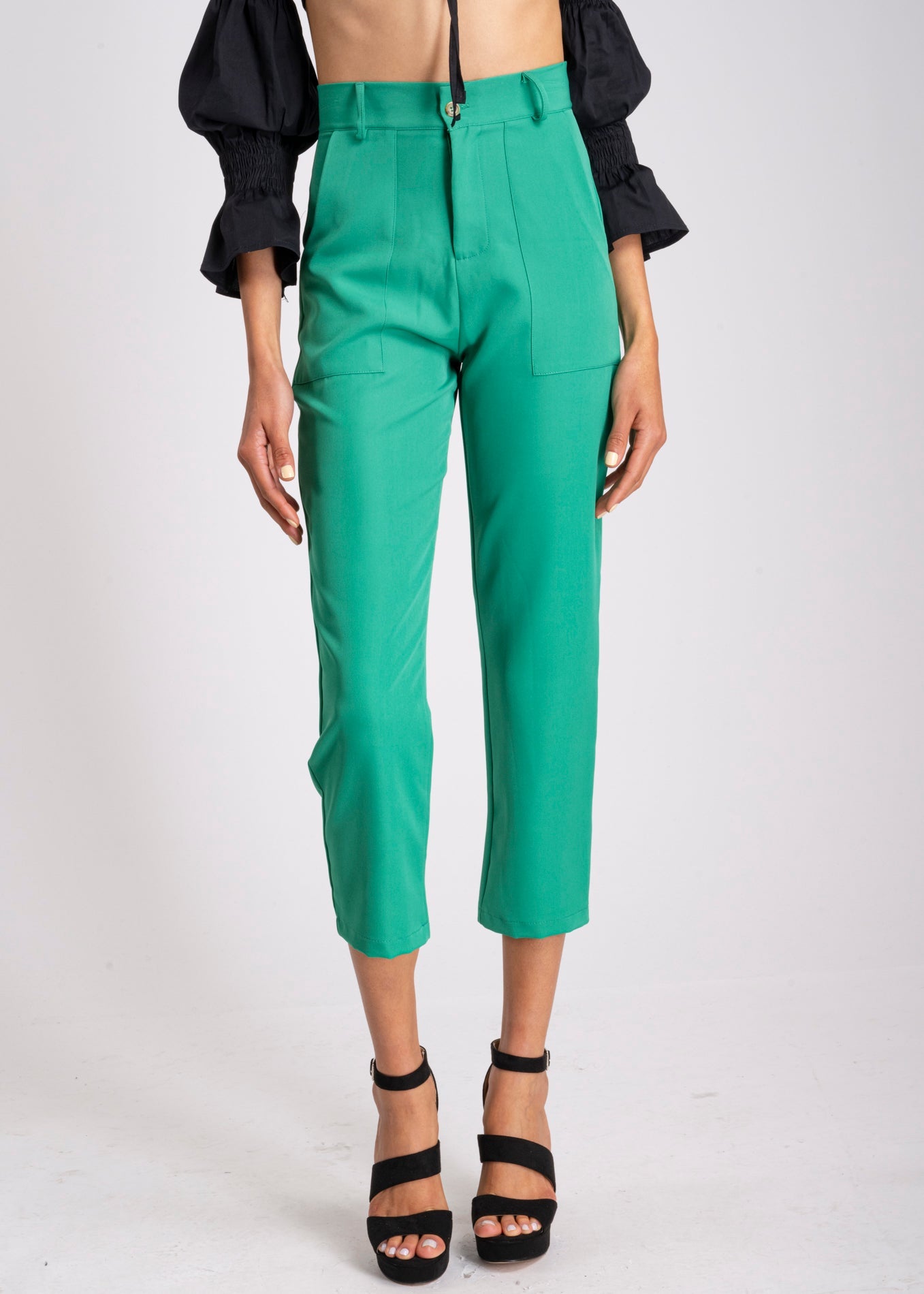 High Waist Capris with Pockets