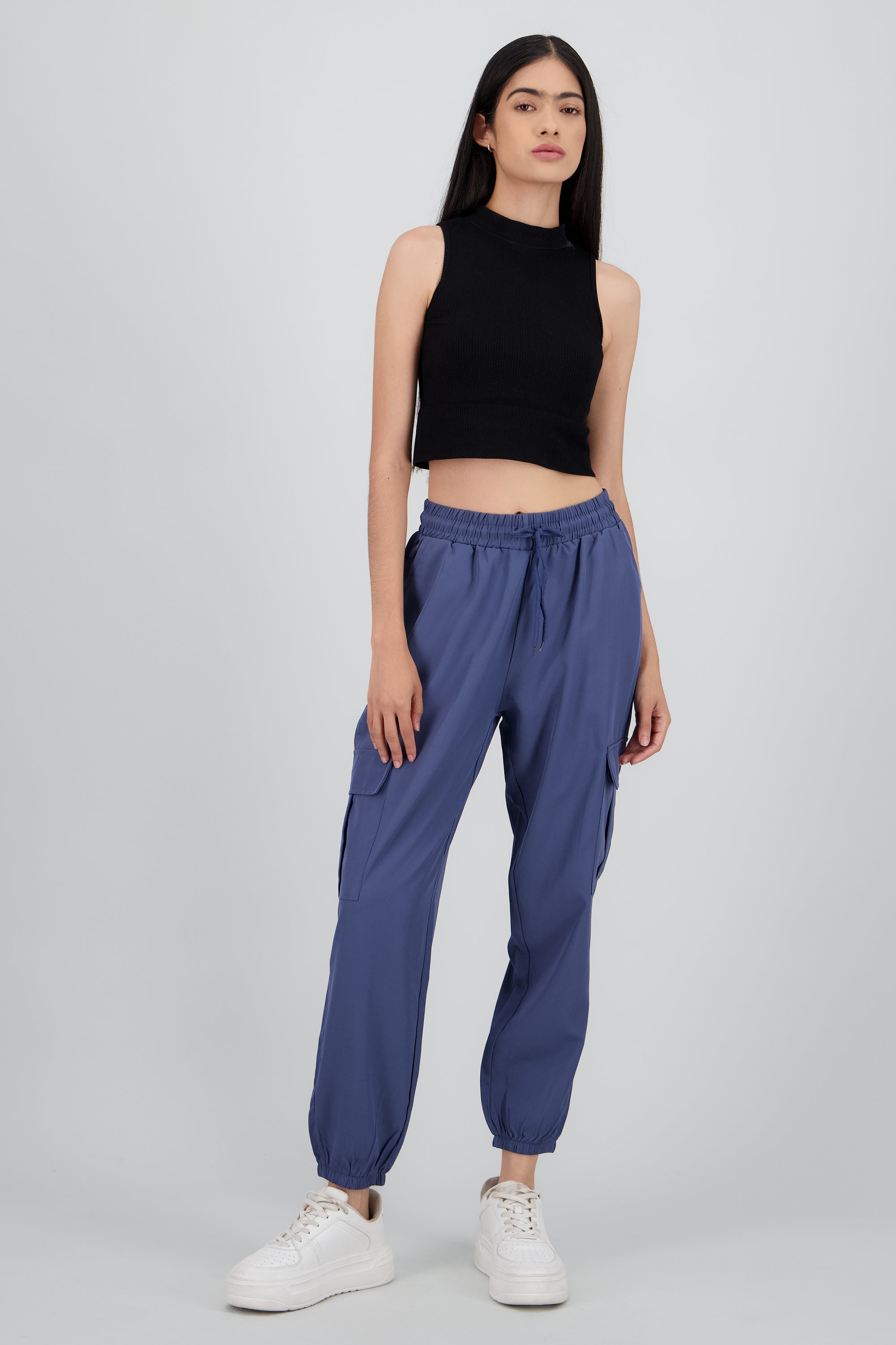 Solid Cargo Pants with Pockets