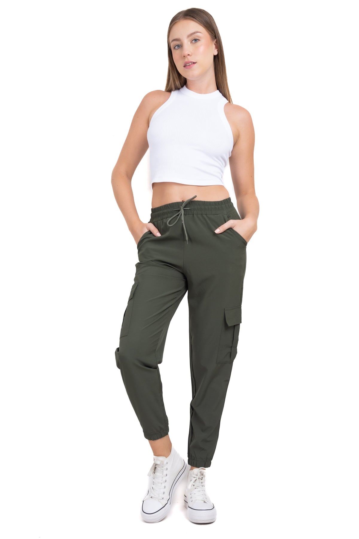 Solid Cargo Pants with Pockets