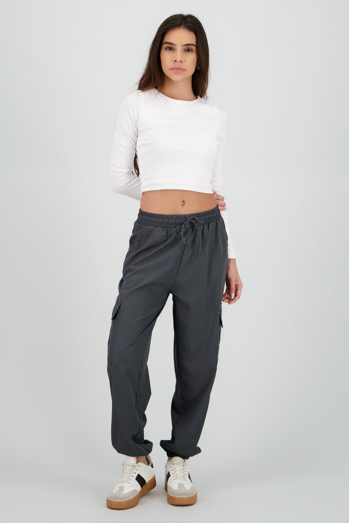 Solid Cargo Pants with Pockets