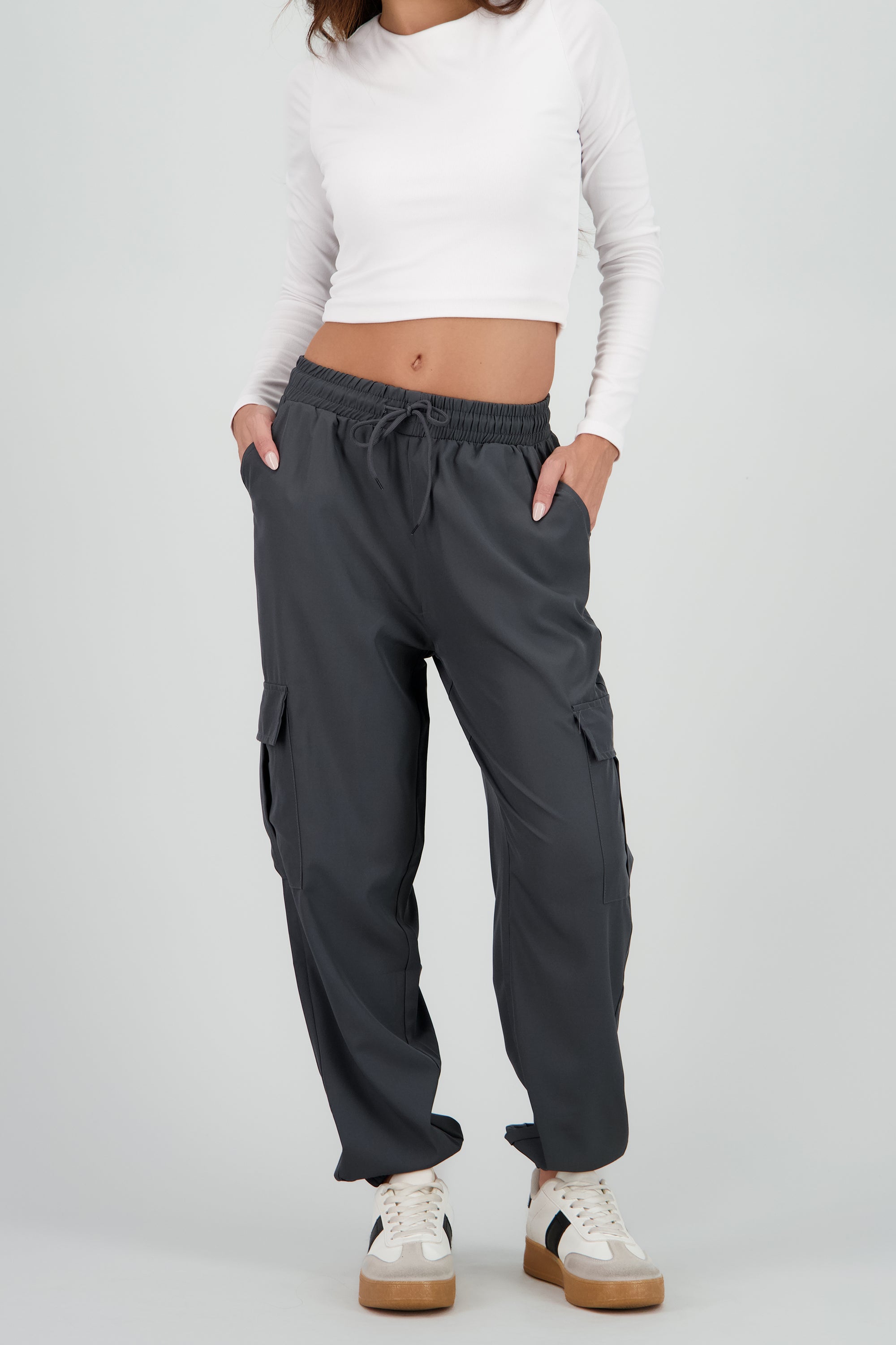 Solid Cargo Pants with Pockets