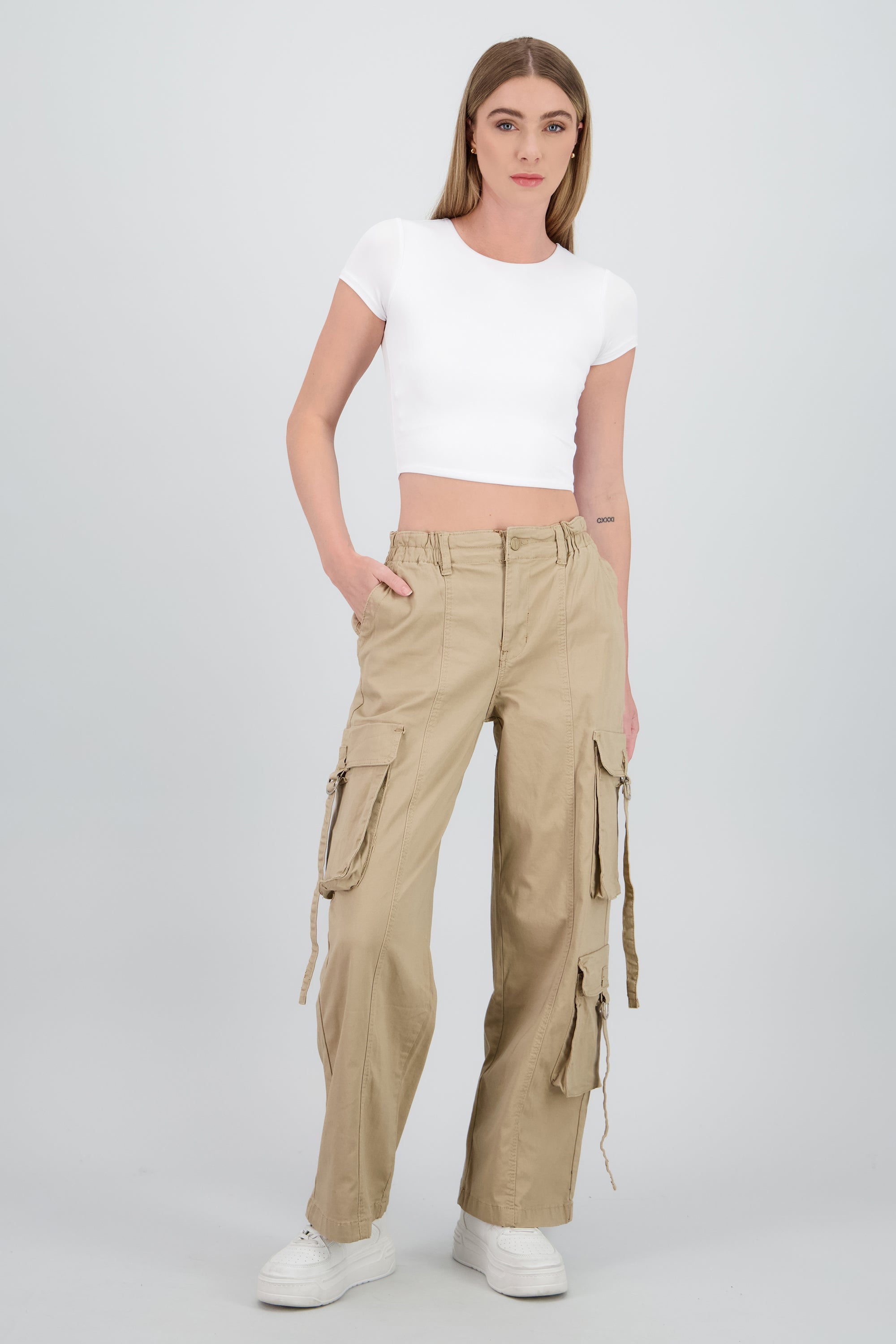 Embroidered Cargo Street Straight Leg Pants main image 1