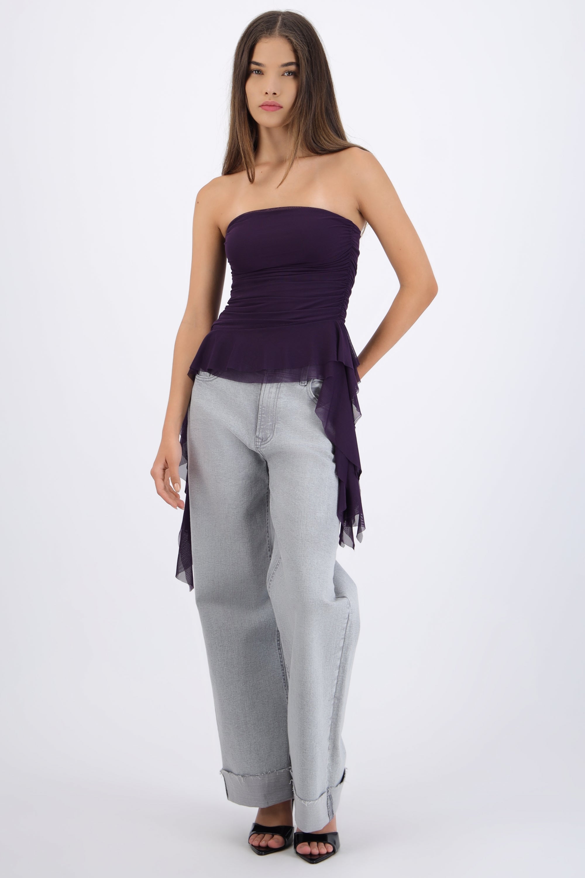 Draped Strapless Top