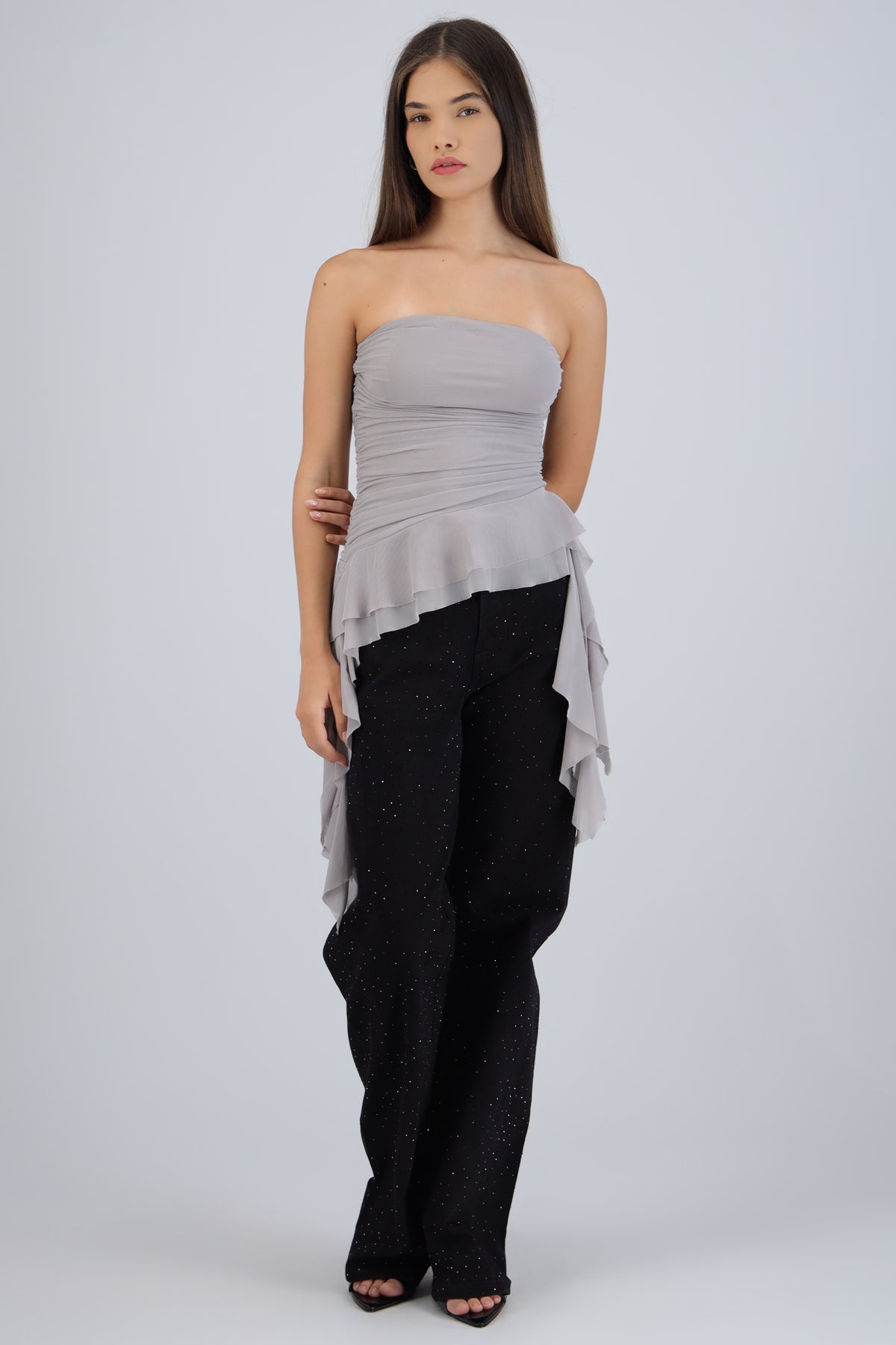 Draped Strapless Top