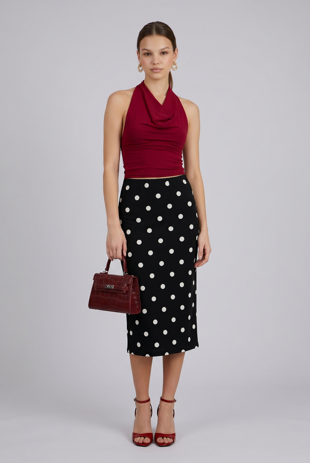 Halter Top with Cascading Neckline