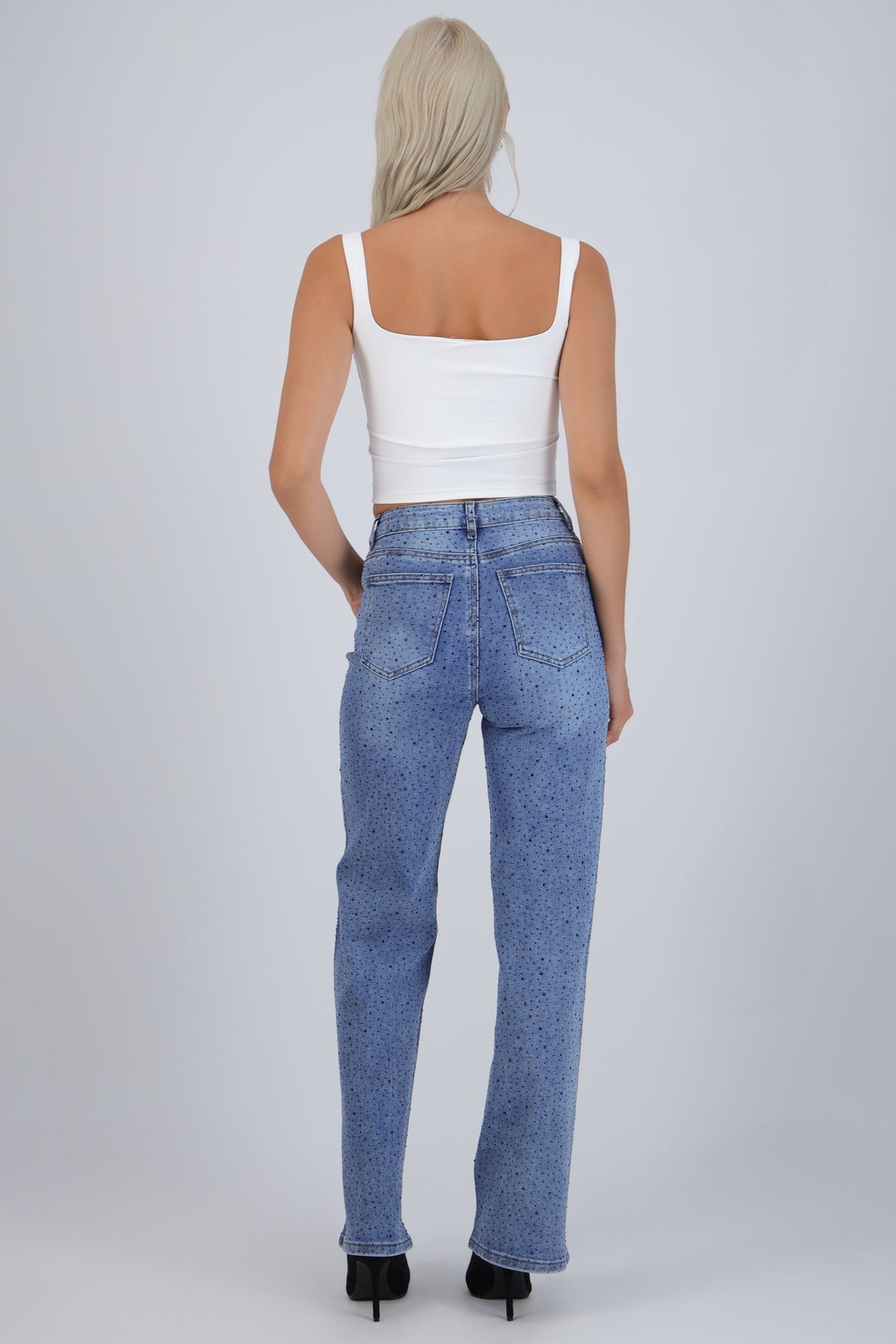 Jeans straight brillo