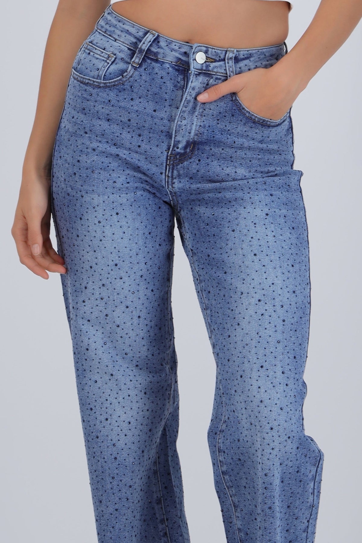 Jeans straight brillo
