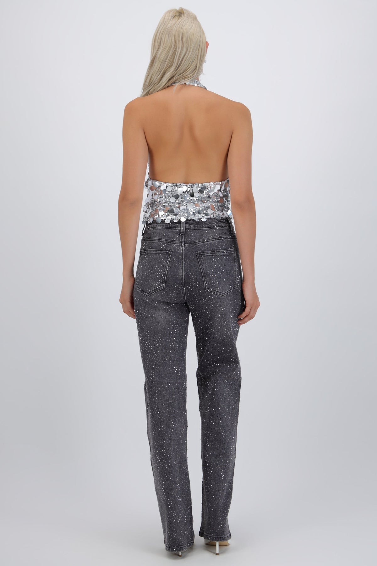 Jeans straight brillo