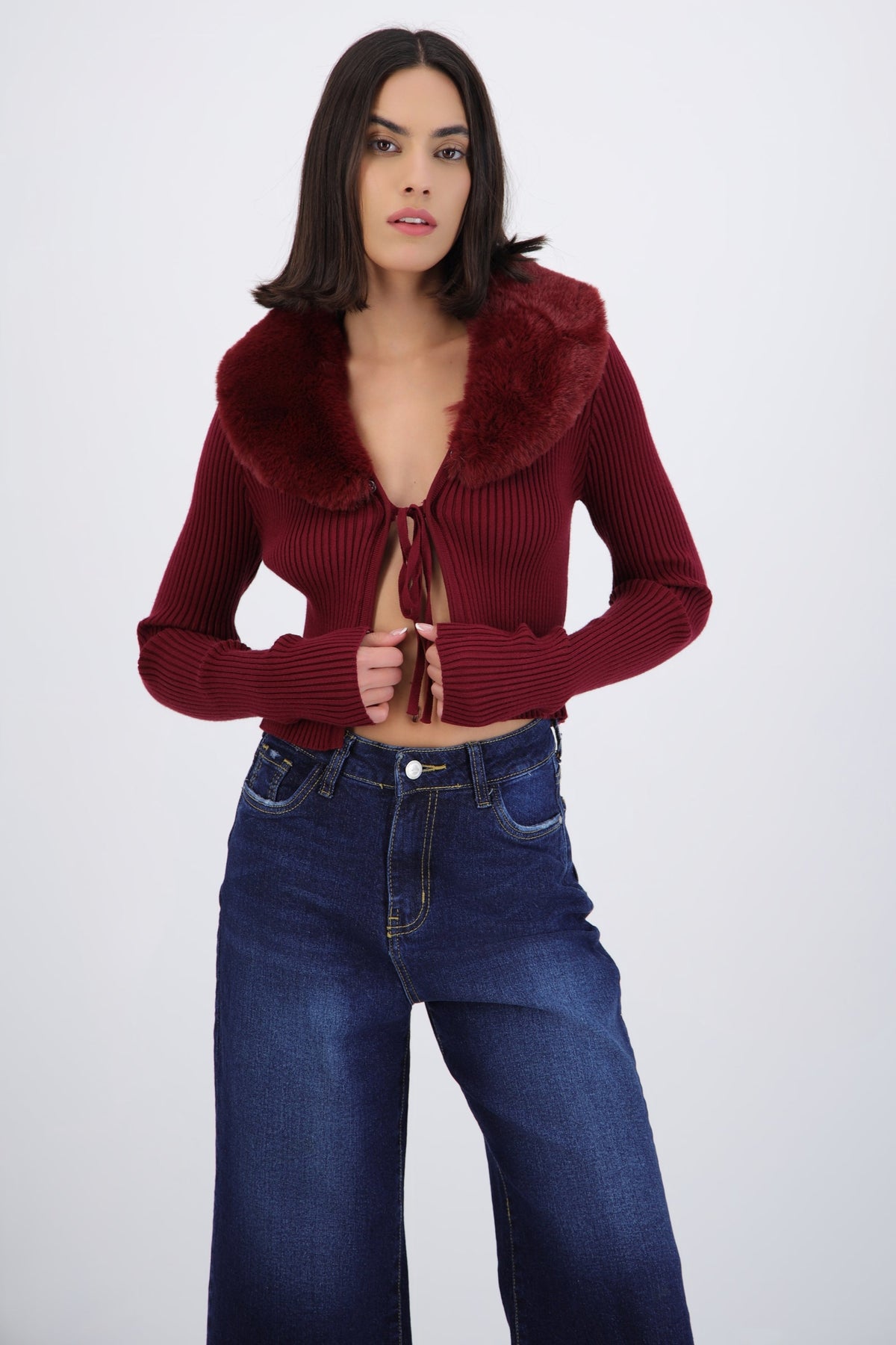 Cardigan detalle pelo cuello