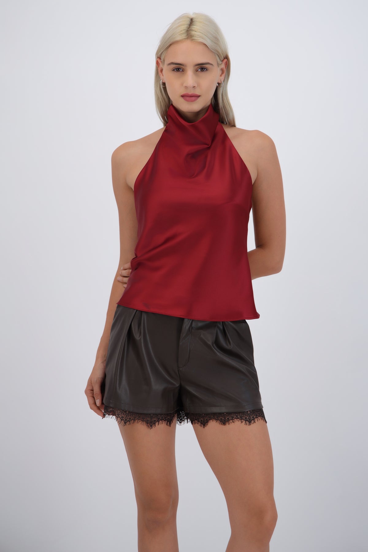 High Neck Satin Top