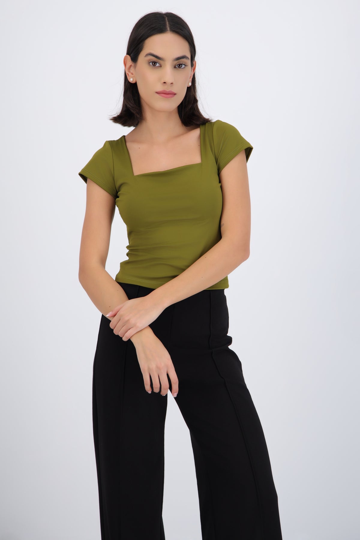 Square Neck Short Sleeve Top