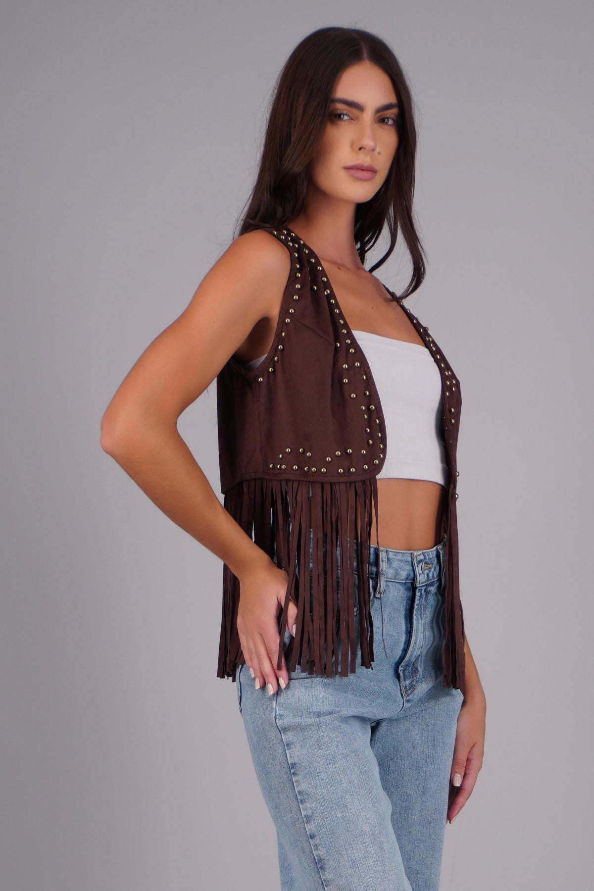 Fringe Vest with Studs