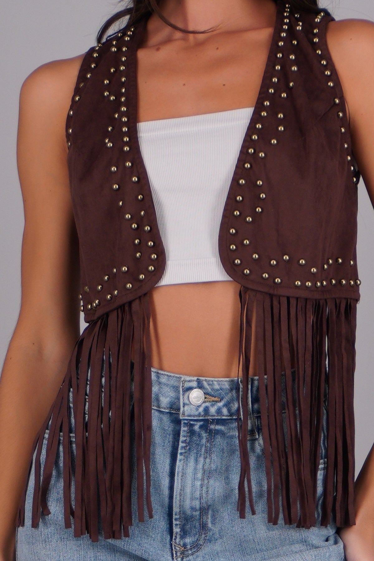 Fringe Vest with Studs