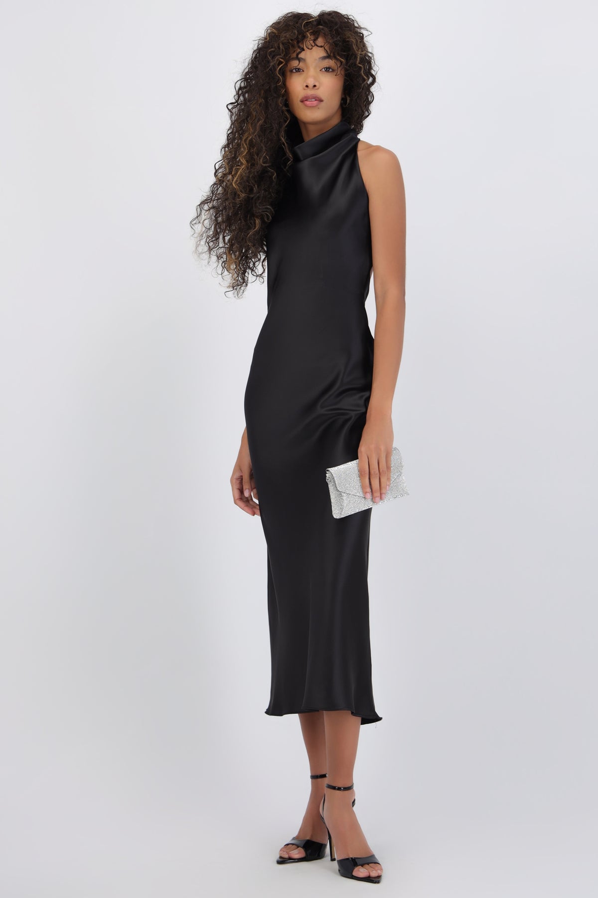 High Neck Backless Midi Dress
