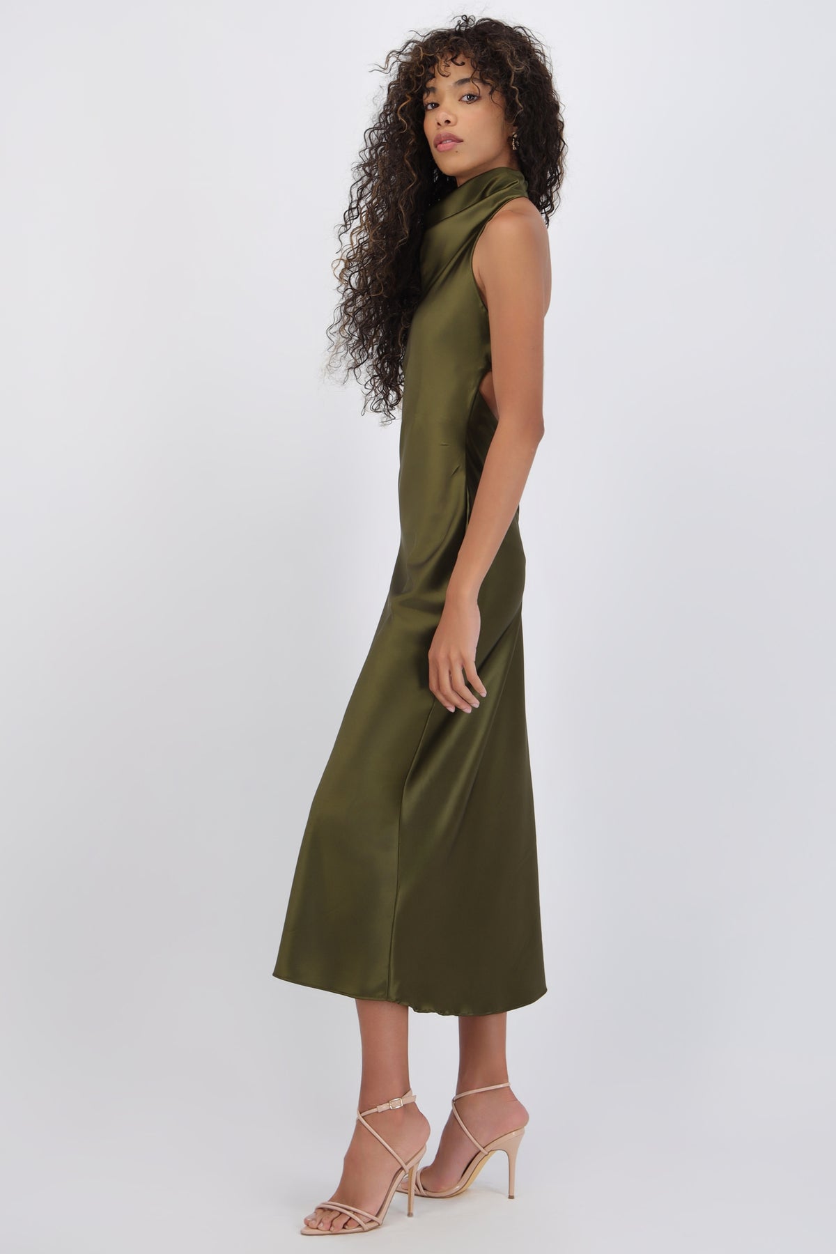 High Neck Backless Midi Dress