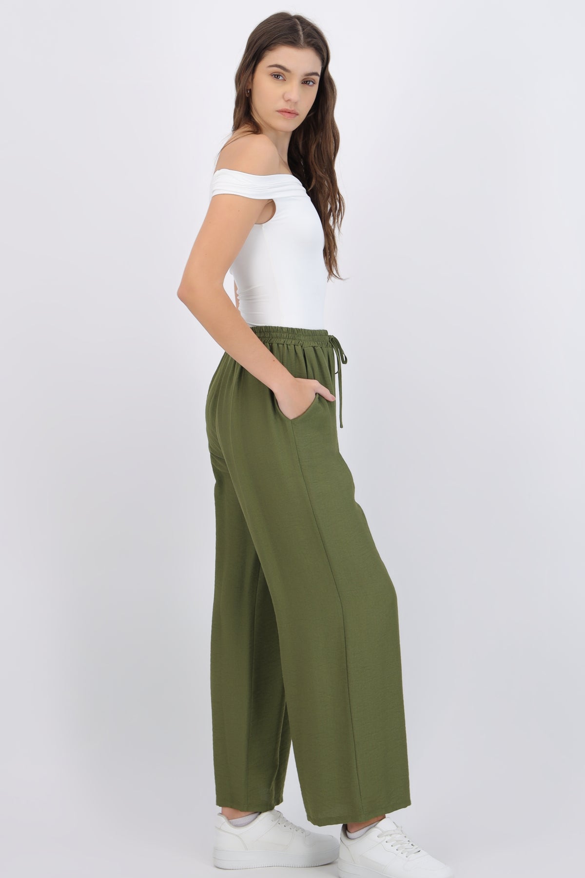 Wide Leg Pants with Elastic