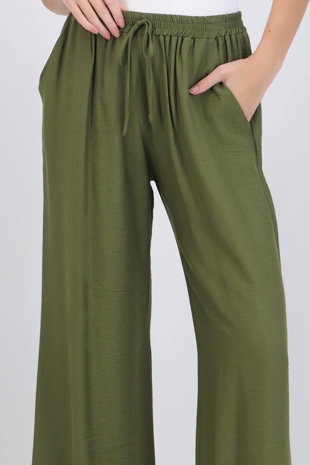 Wide Leg Pants with Elastic