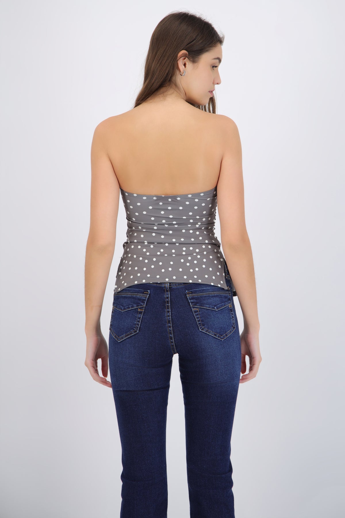Tube Top with Polka Dot Pleats