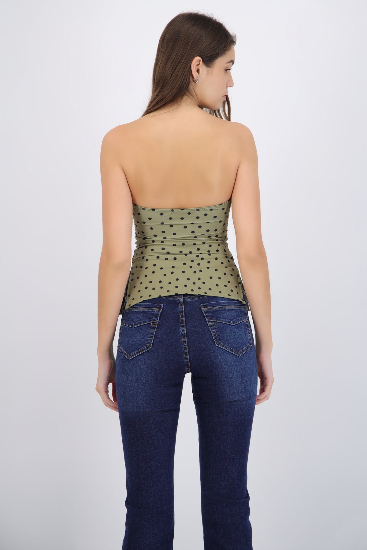 Tube Top with Polka Dot Pleats