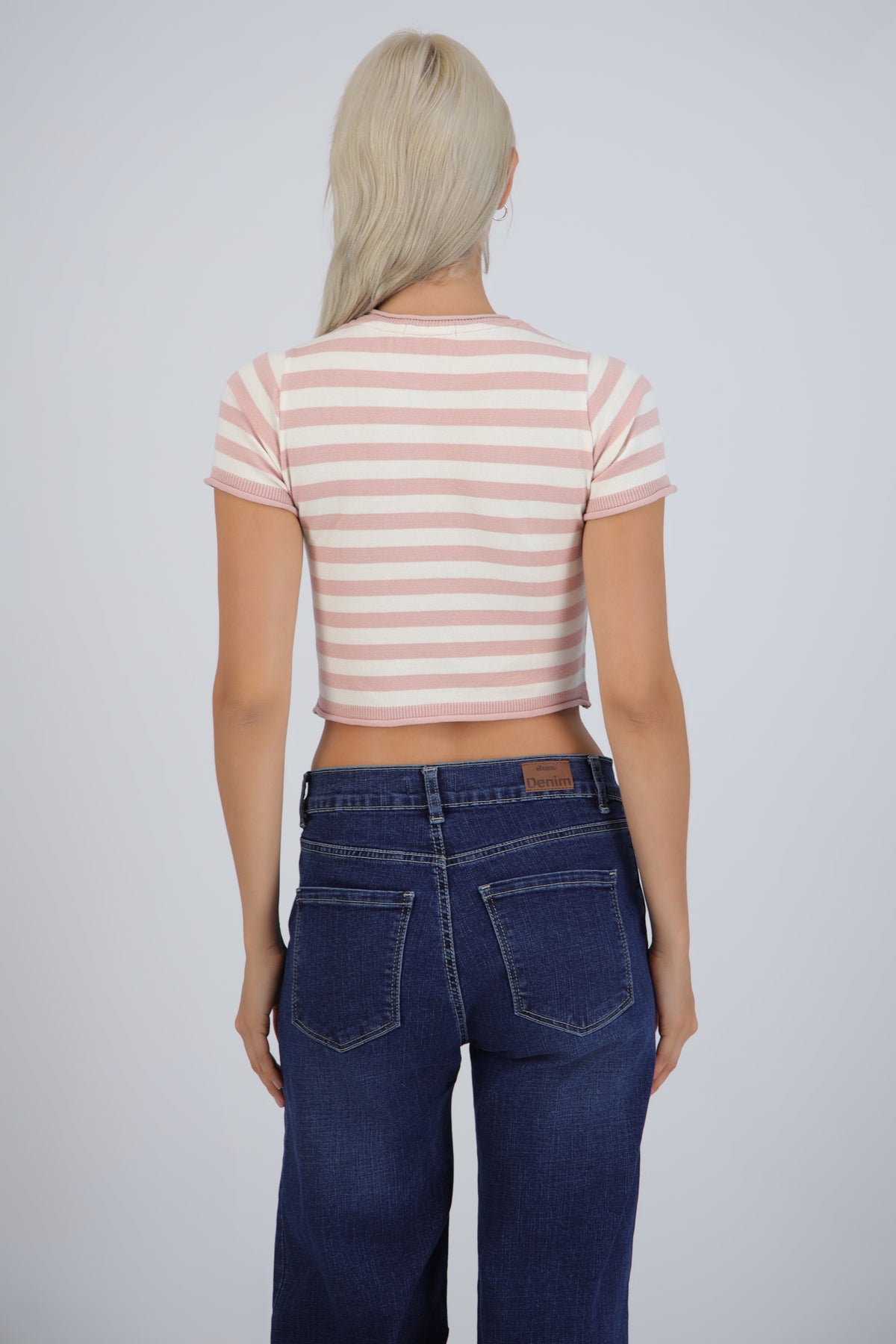 Striped crop top with edge detail