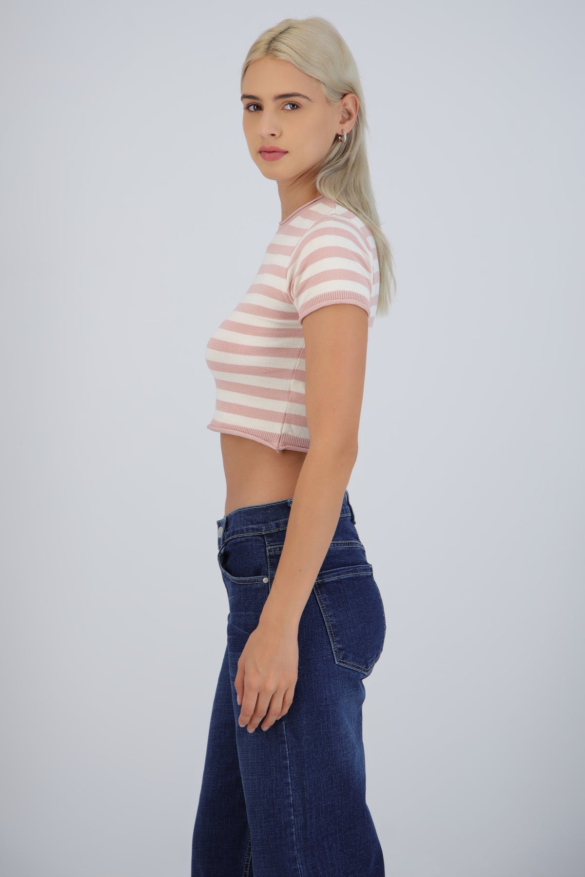 Striped crop top with edge detail