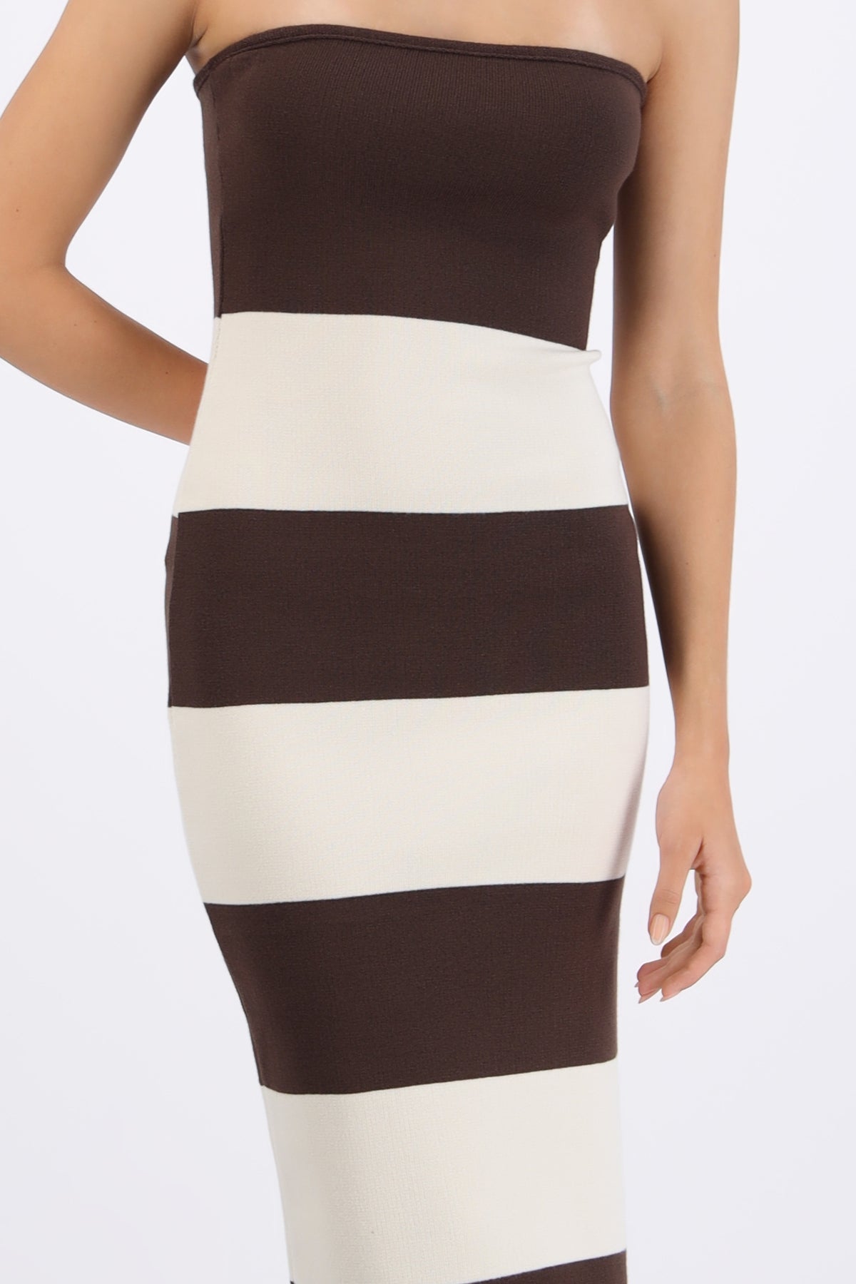 Color Block Strapless Maxi Dress