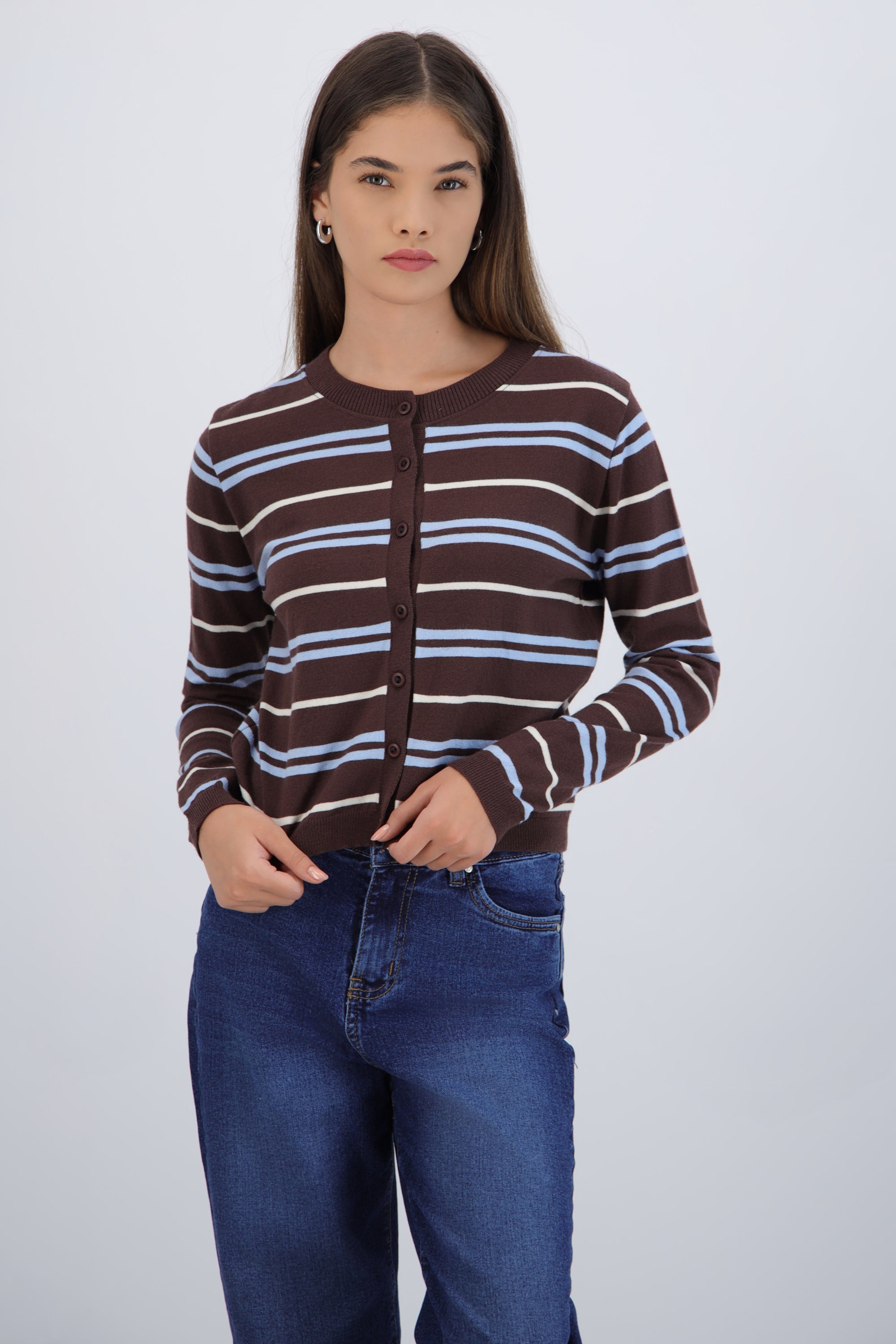 Lightweight Cardigan with Stripes