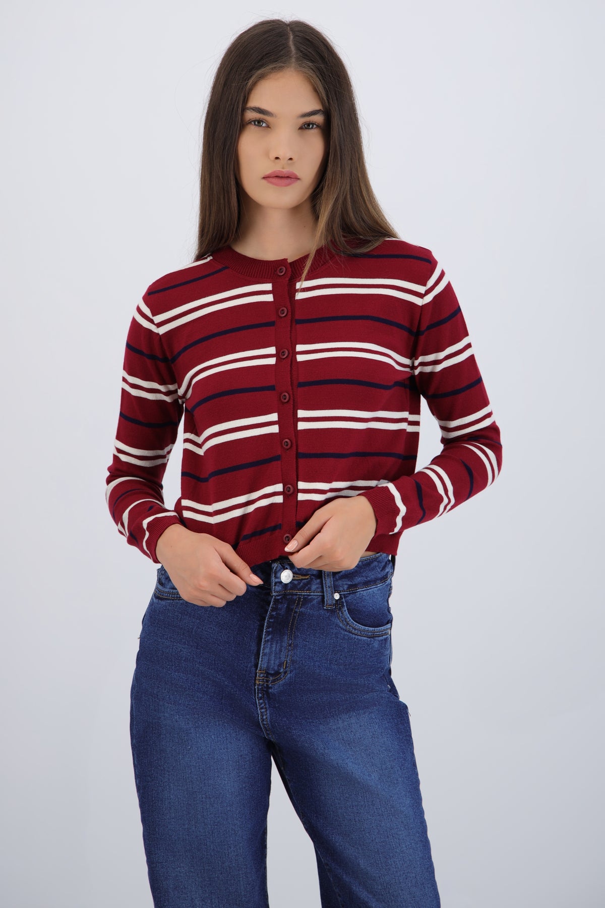 Lightweight Cardigan with Stripes