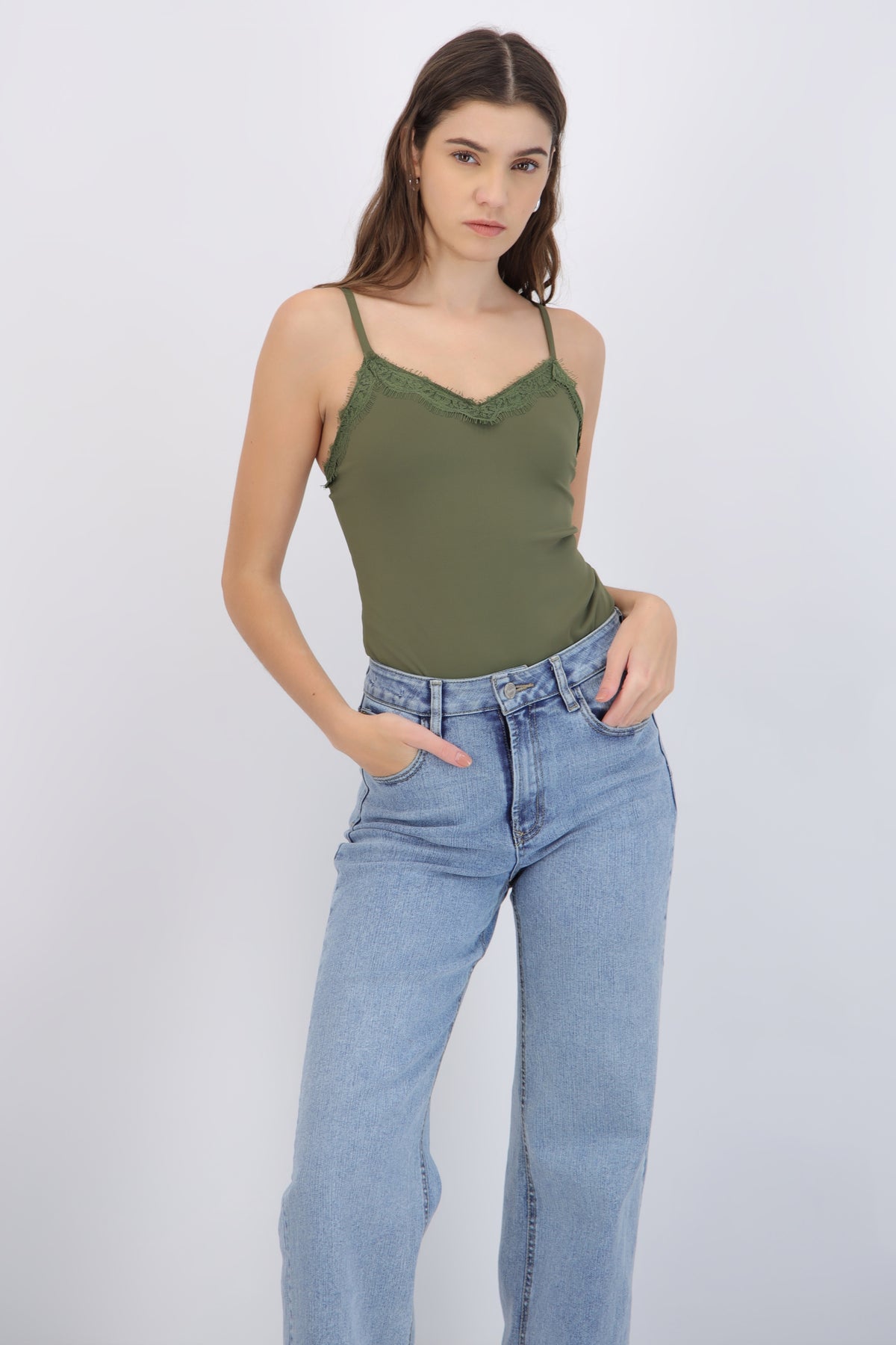 Lace Trim Camisole Bodysuit