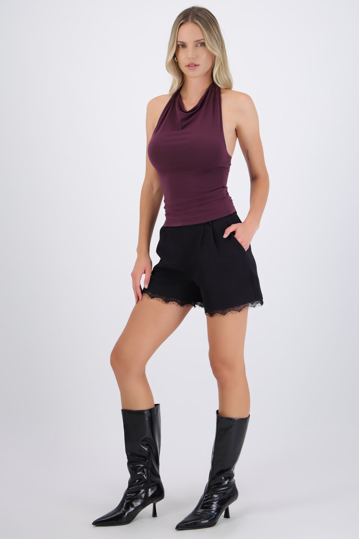 Tailored Lace Detail Shorts