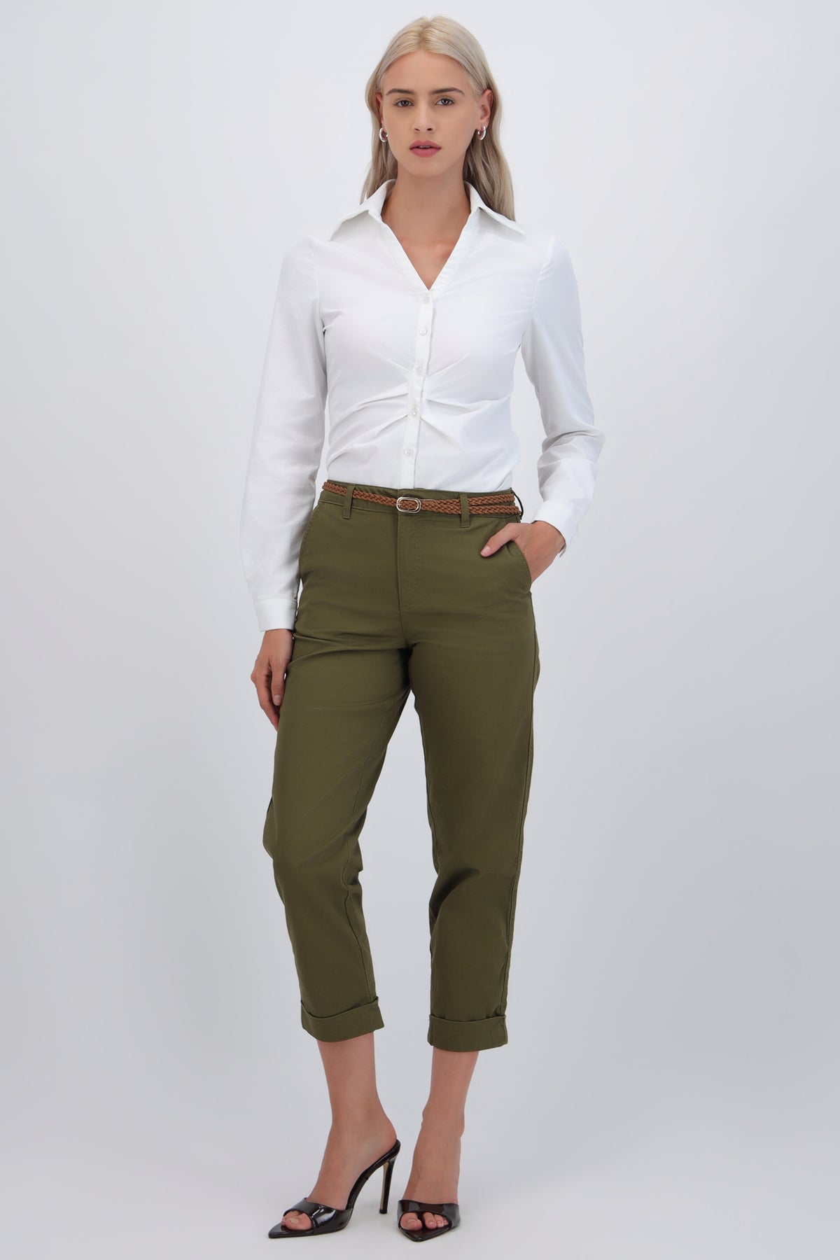 Chino Pants with Woven Belt