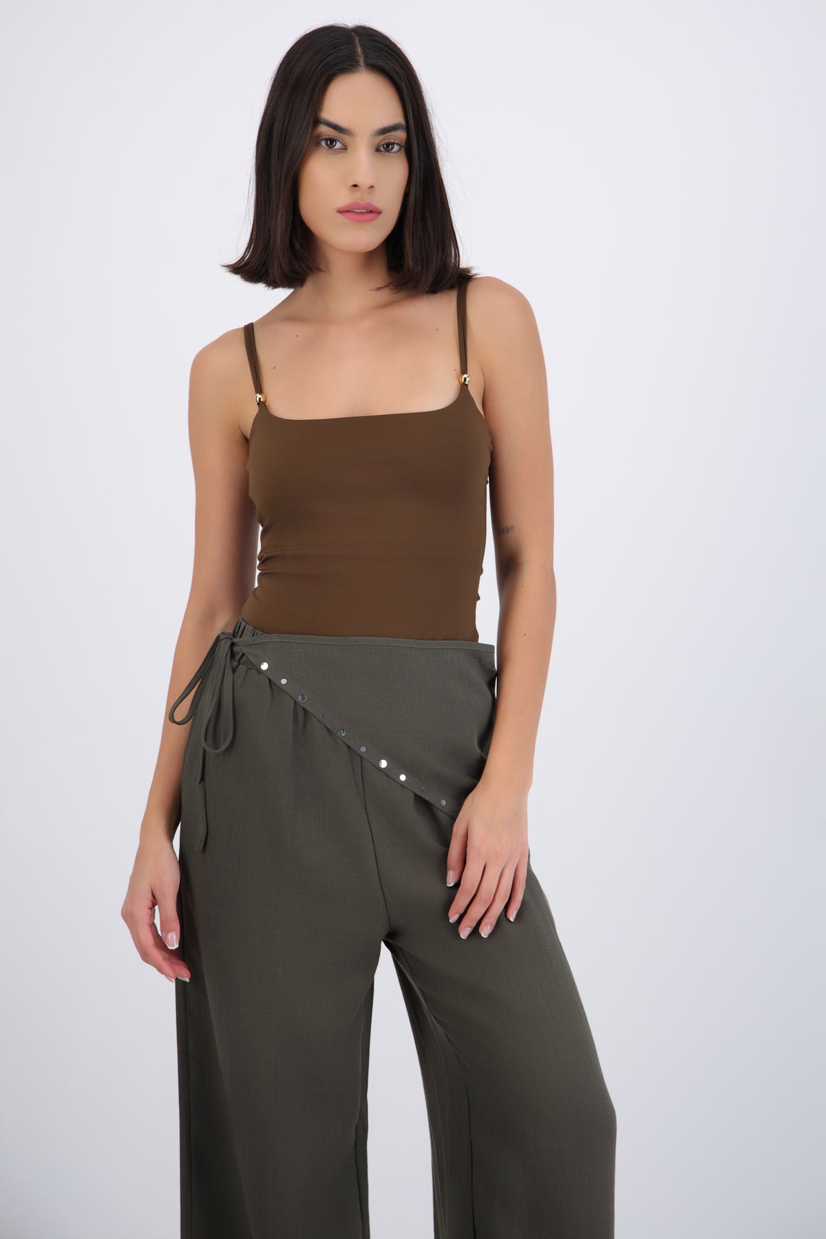 Round Neck Bodysuit with Snap Detail