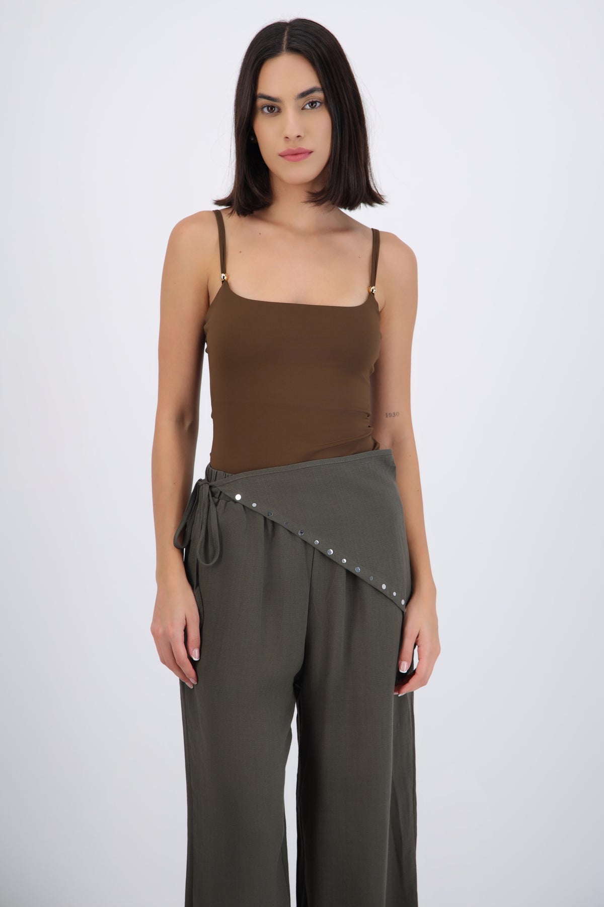 Round Neck Bodysuit with Snap Detail