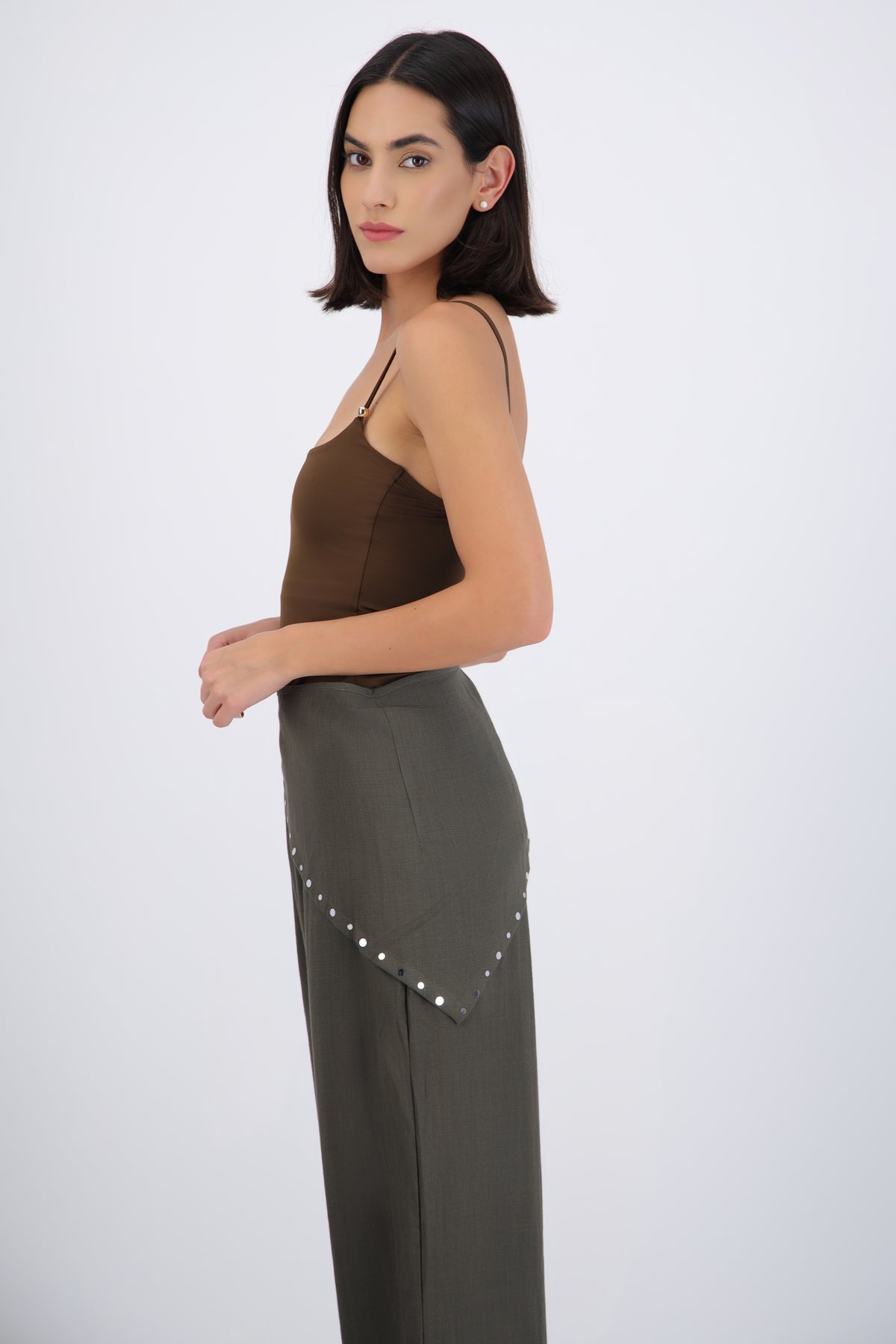 Round Neck Bodysuit with Snap Detail