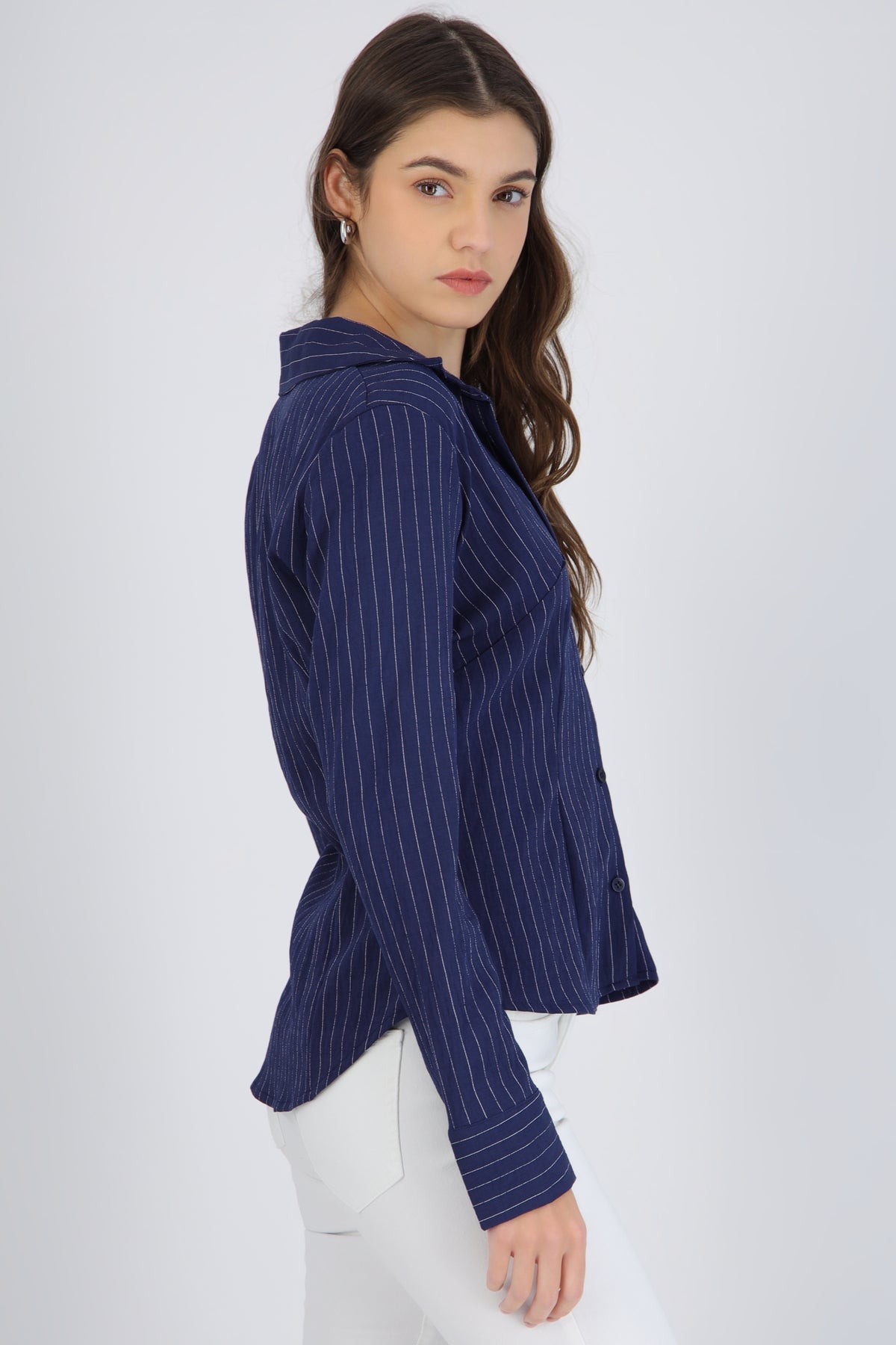 Striped Shirt with Pleat Details