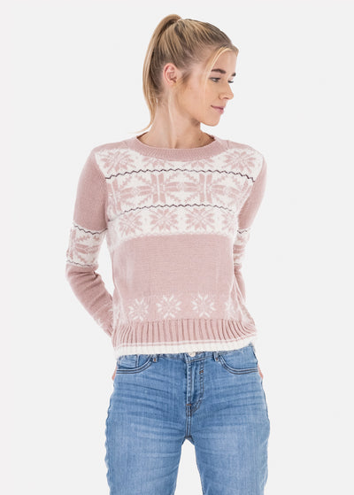 Snowflake Christmas sweater. PINK COMBO