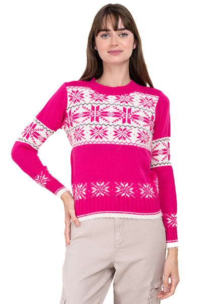 Snowflake Christmas sweater. PINK COMBO