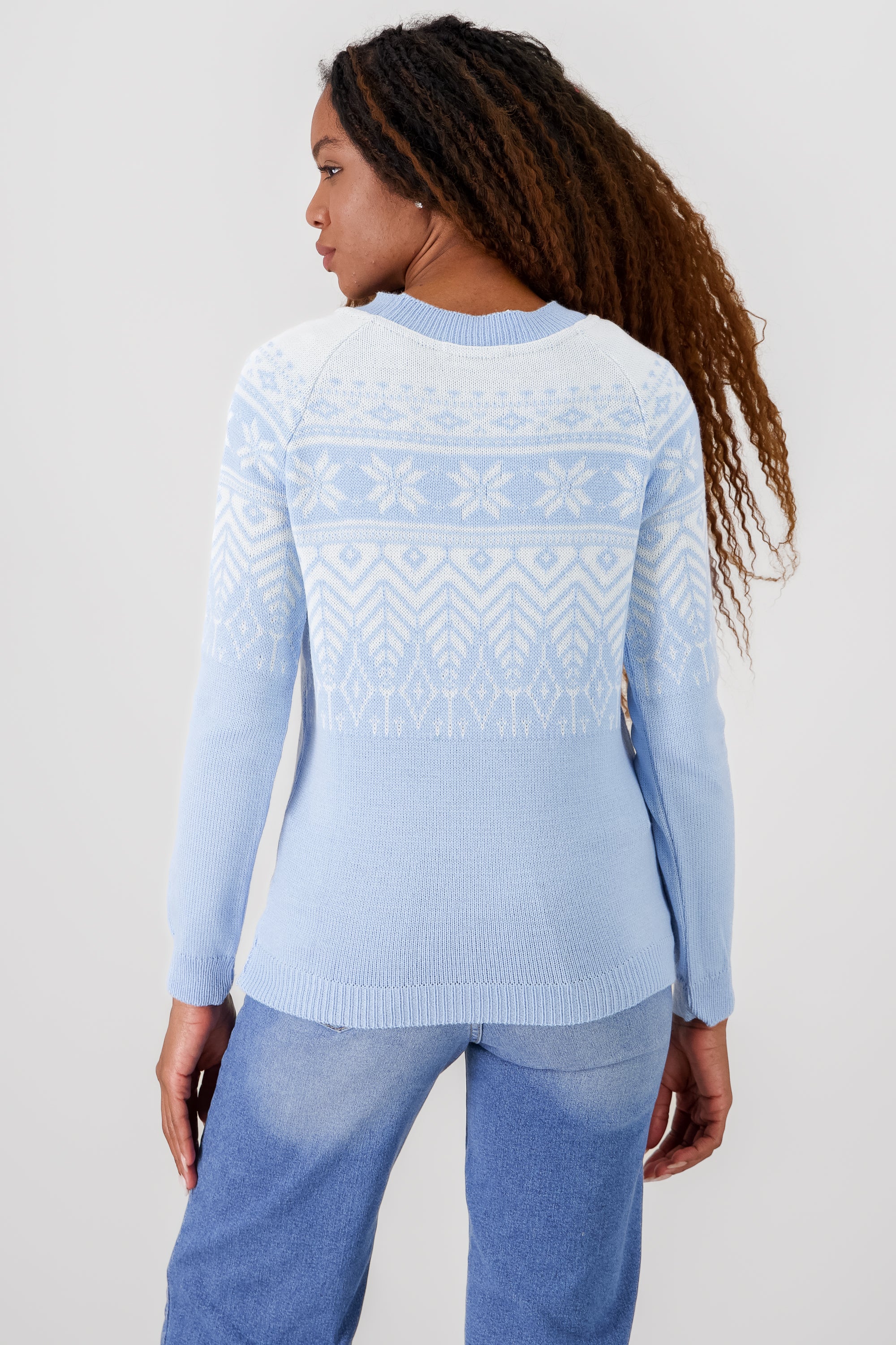 Christmas print sweater SKY BLUE