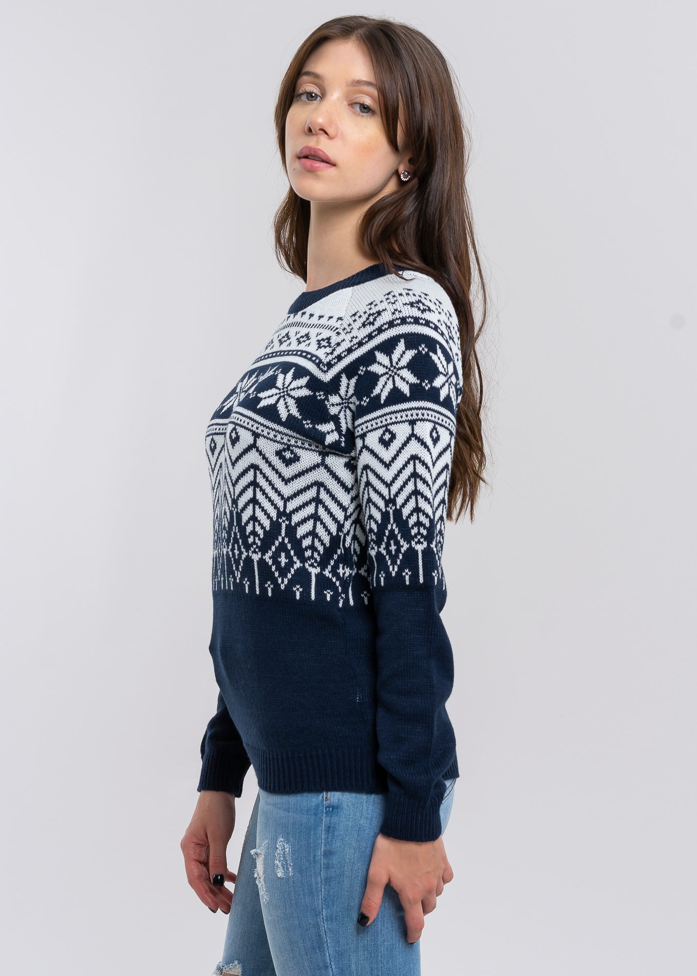 Christmas print sweater NAVY COMBO