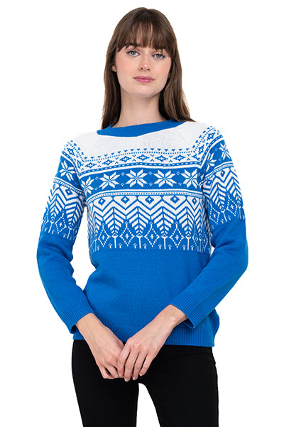 Christmas print sweater BLUE COMBO