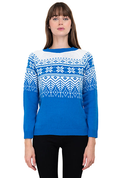 Christmas print sweater BLUE COMBO