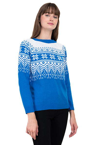 Christmas print sweater BLUE COMBO