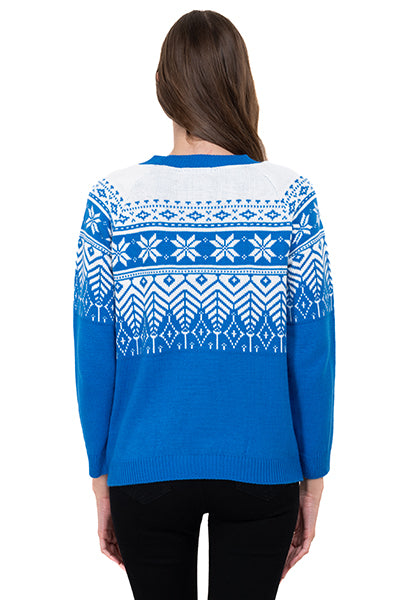 Christmas print sweater BLUE COMBO