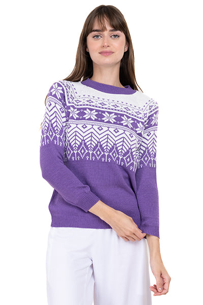 Christmas print sweater PURPLE COMBO