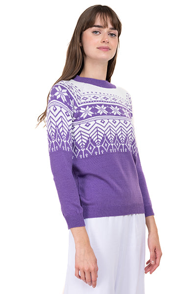 Christmas print sweater PURPLE COMBO