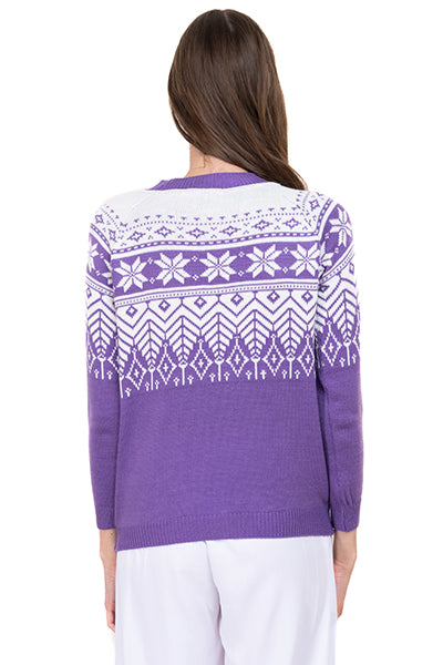 Christmas print sweater PURPLE COMBO